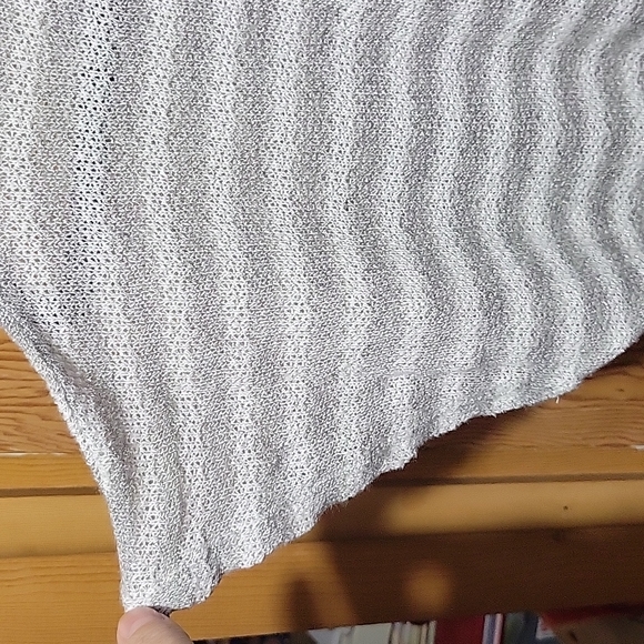 Metallic silver and white striped dolman sleeve tee - Picture 7 of 7